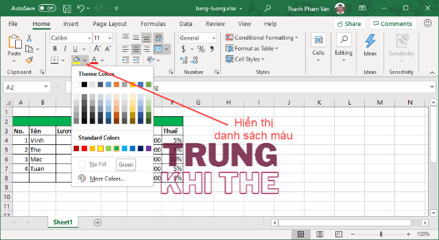 Tô nền trắng Excel