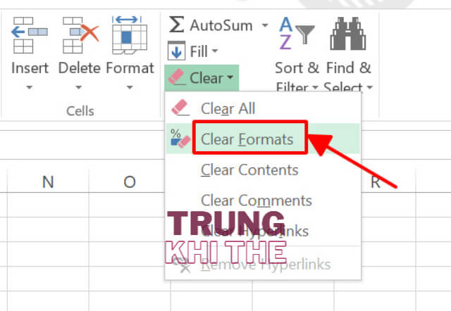 Xóa định dạng gốc của File Excel