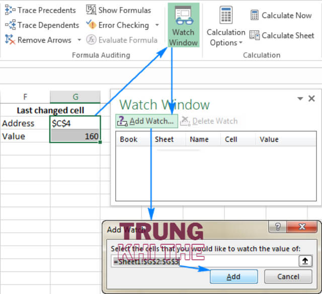 Xóa Watch Window trong file Excel